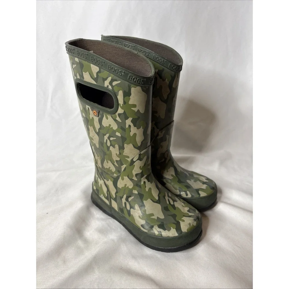 Bogs Kid's Rain‎ Boots in Camo Green Waterproof 78734-353 Size 11 Gorpcore